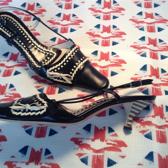Shoes - Emma Hope of London Black & White Sling Back